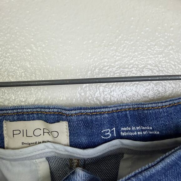 Anthro Pilco Wide Leg Jeans Womens 31 Blue Denim Pleated Baggy Pants Culottes - Picture 5 of 6